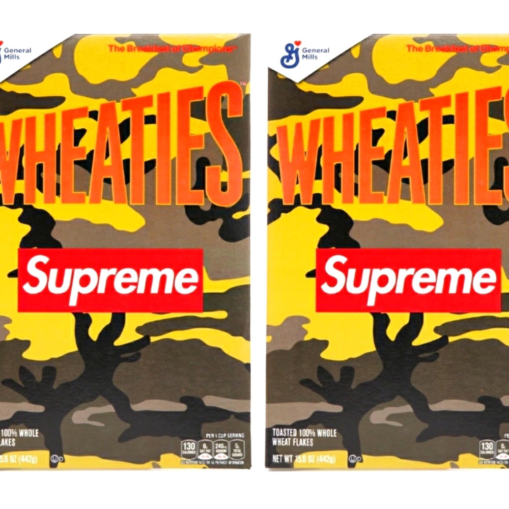 UNOPENED 2x Supreme Wheaties Cereal Box Orange Camo
